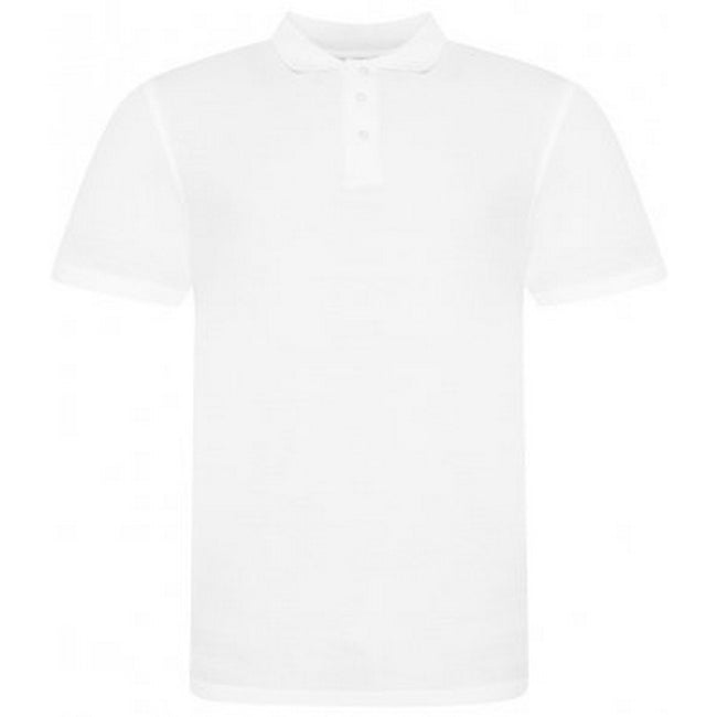 White - Front - Awdis Mens Piqu Cotton Short-Sleeved Polo Shirt