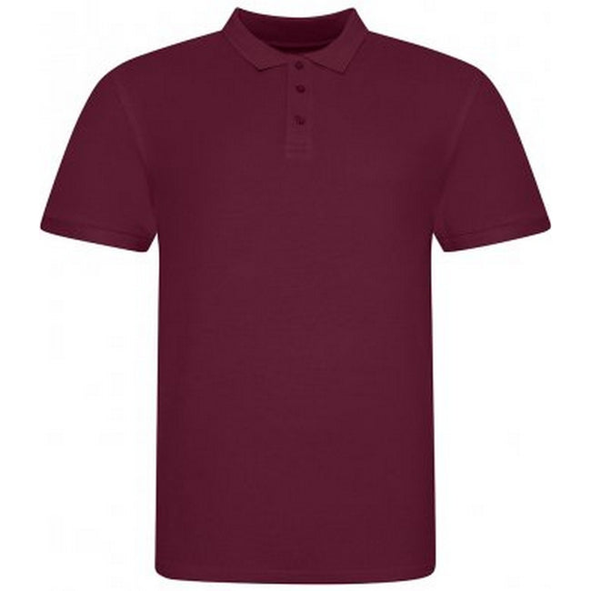 Burgundy - Front - Awdis Mens Piqu Cotton Short-Sleeved Polo Shirt