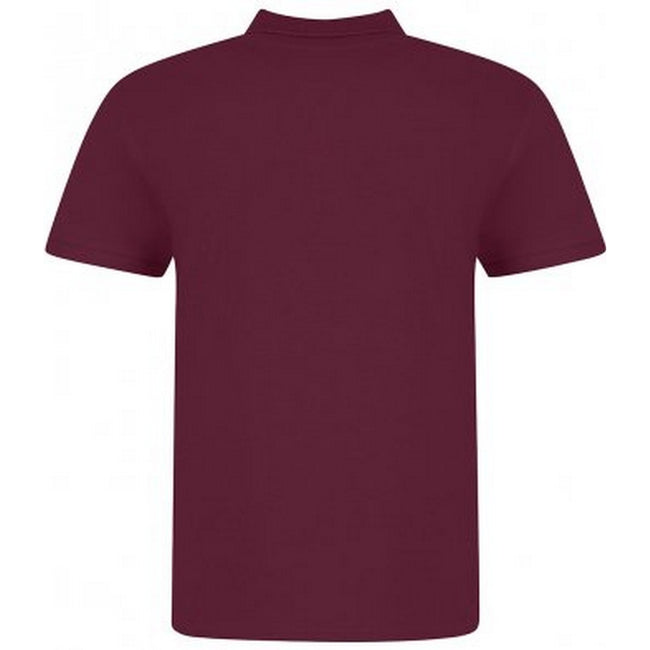 Burgundy - Back - Awdis Mens Piqu Cotton Short-Sleeved Polo Shirt