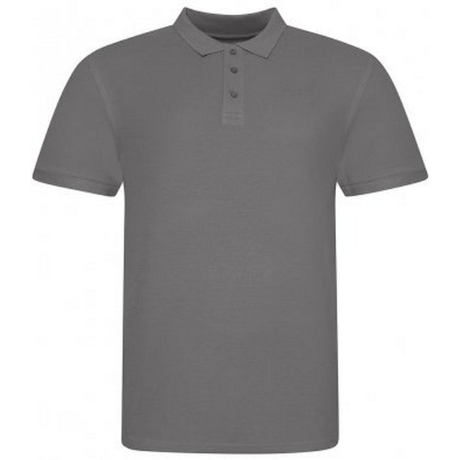 Charcoal Grey - Front - Awdis Mens Piqu Cotton Short-Sleeved Polo Shirt