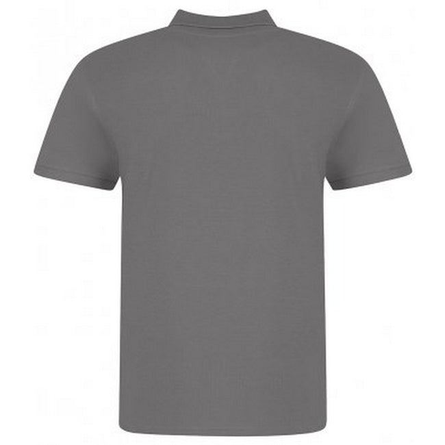 Charcoal Grey - Back - Awdis Mens Piqu Cotton Short-Sleeved Polo Shirt