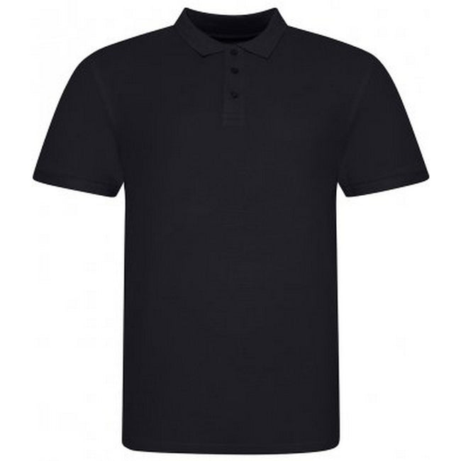 Deep Black - Front - Awdis Mens Piqu Cotton Short-Sleeved Polo Shirt