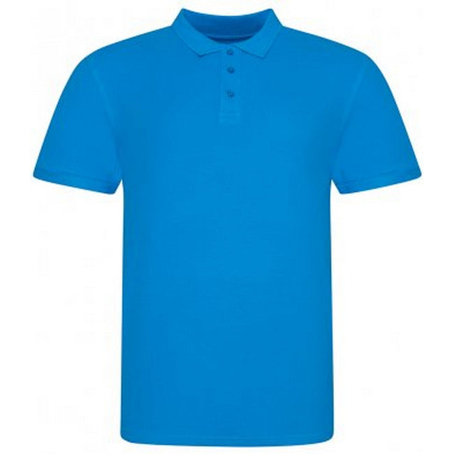Azure - Front - Awdis Mens Piqu Cotton Short-Sleeved Polo Shirt