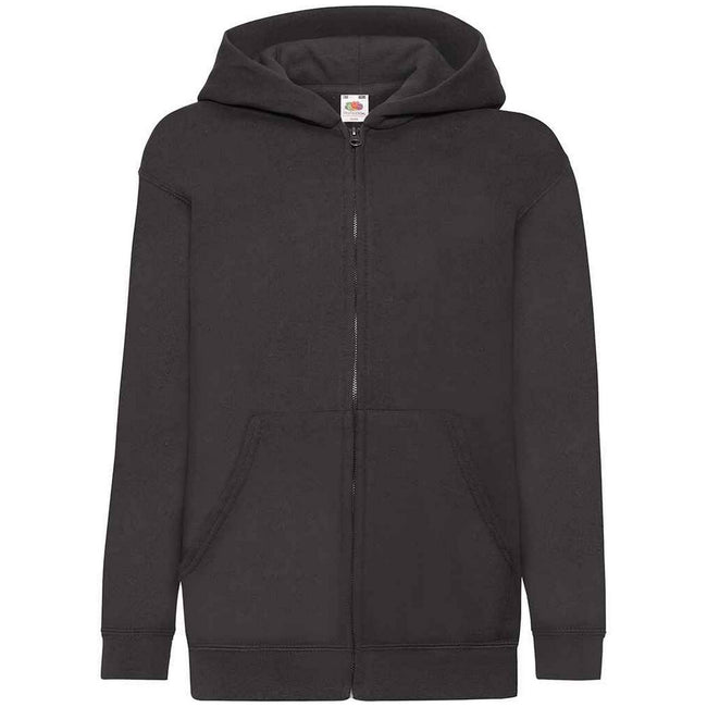 Black - Front - Fruit Of The Loom Childrens-Kids Hooded Sweatshirt