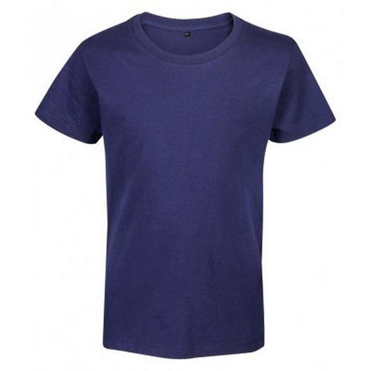 French Navy - Front - RTP Apparel Childrens-Kids Organic Short-Sleeved T-Shirt