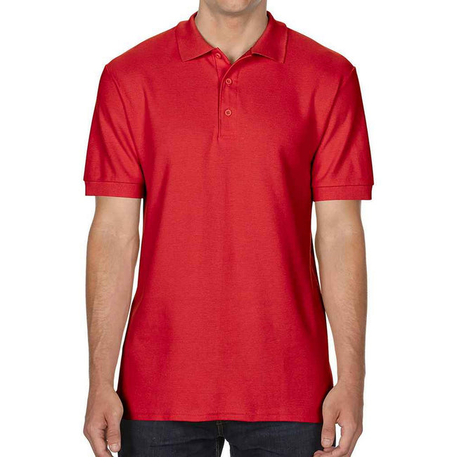 Red - Back - Gildan Mens Double Piqué Polo Shirt