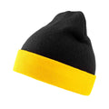 Black-Yellow - Back - Result Genuine Recycled Unisex Adult Compass Beanie
