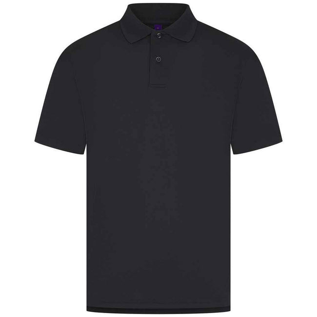 Black - Back - Henbury Mens Pique Polo Shirt