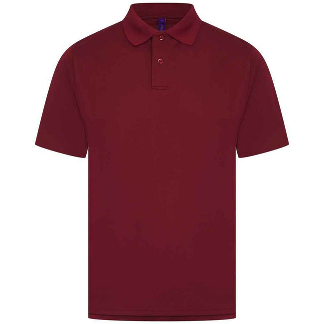 Burgundy - Front - Henbury Mens Pique Polo Shirt