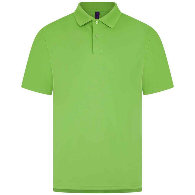Lime - Back - Henbury Mens Pique Polo Shirt