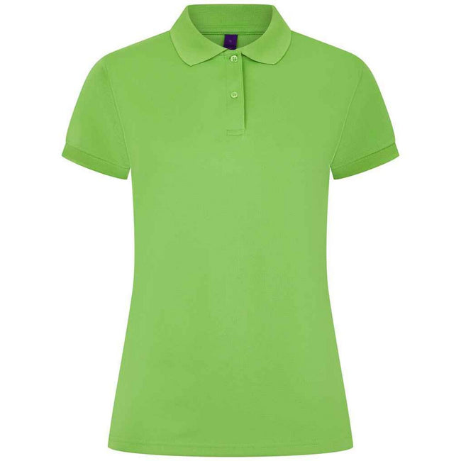Lime Green - Front - Henbury Womens-Ladies Pique Polo Shirt