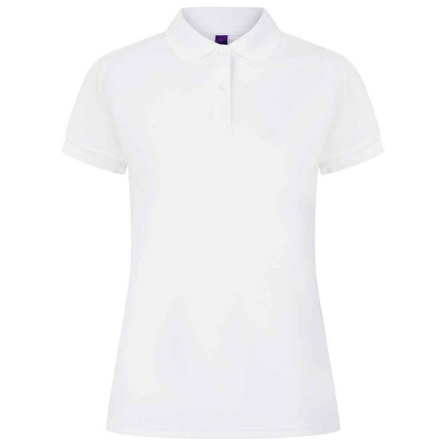 White - Front - Henbury Womens-Ladies Pique Polo Shirt