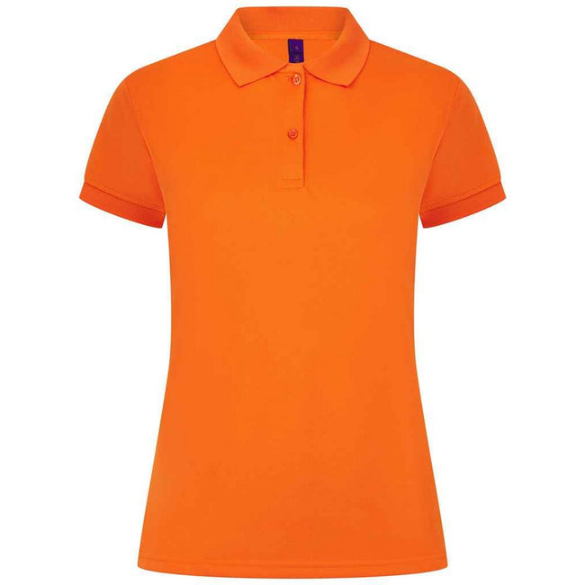 Bright Orange - Front - Henbury Womens-Ladies Pique Polo Shirt