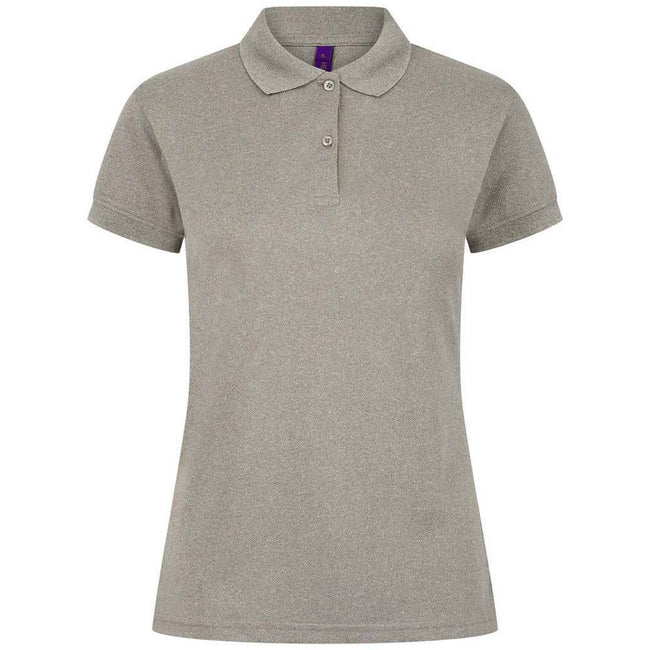 Heather Grey - Front - Henbury Womens-Ladies Pique Polo Shirt