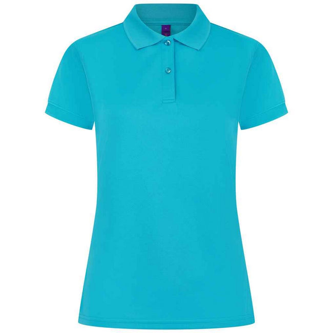 Turquoise - Front - Henbury Womens-Ladies Pique Polo Shirt