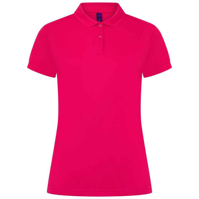 Bright Pink - Front - Henbury Womens-Ladies Pique Polo Shirt