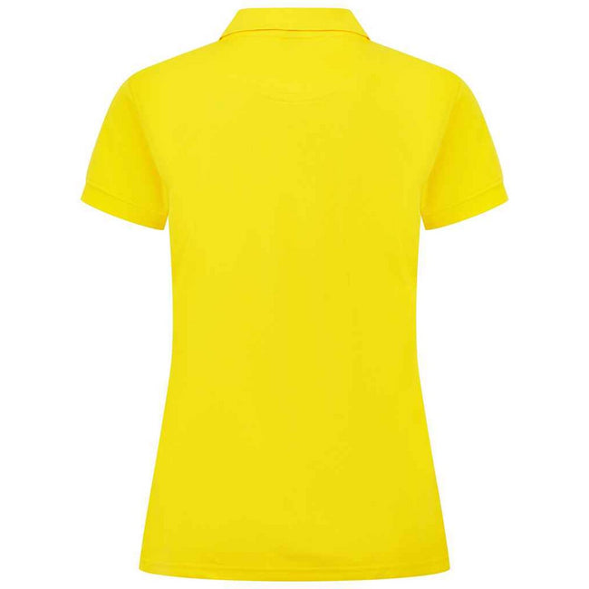 Yellow - Back - Henbury Womens-Ladies Pique Polo Shirt