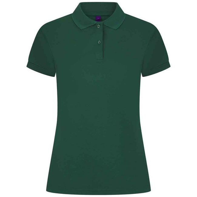 Bottle Green - Front - Henbury Womens-Ladies Pique Polo Shirt