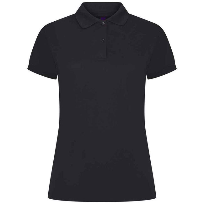 Navy - Front - Henbury Womens-Ladies Pique Polo Shirt