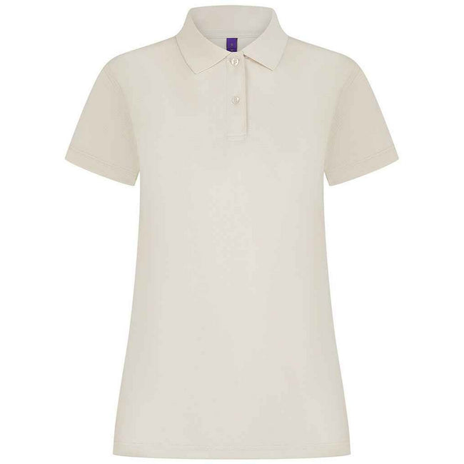 Natural - Front - Henbury Womens-Ladies Pique Polo Shirt
