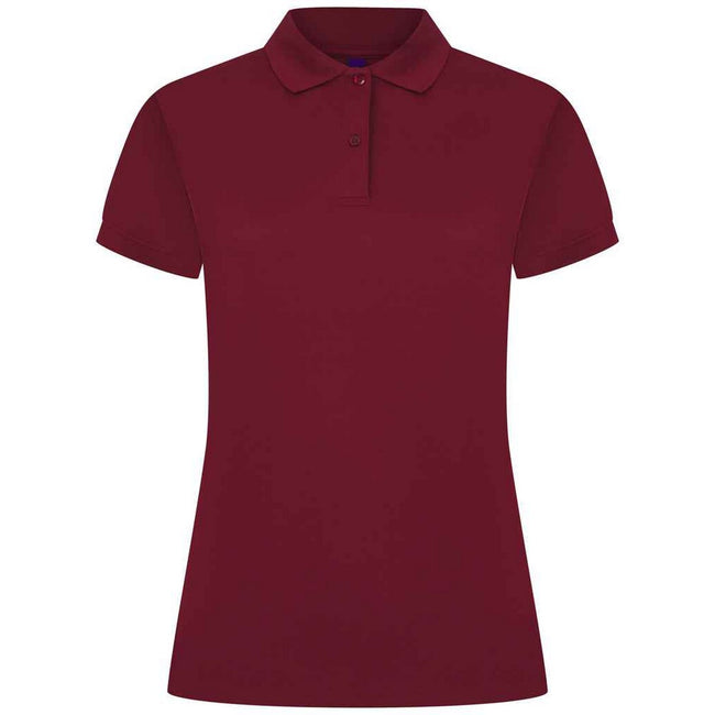 Burgundy - Front - Henbury Womens-Ladies Pique Polo Shirt