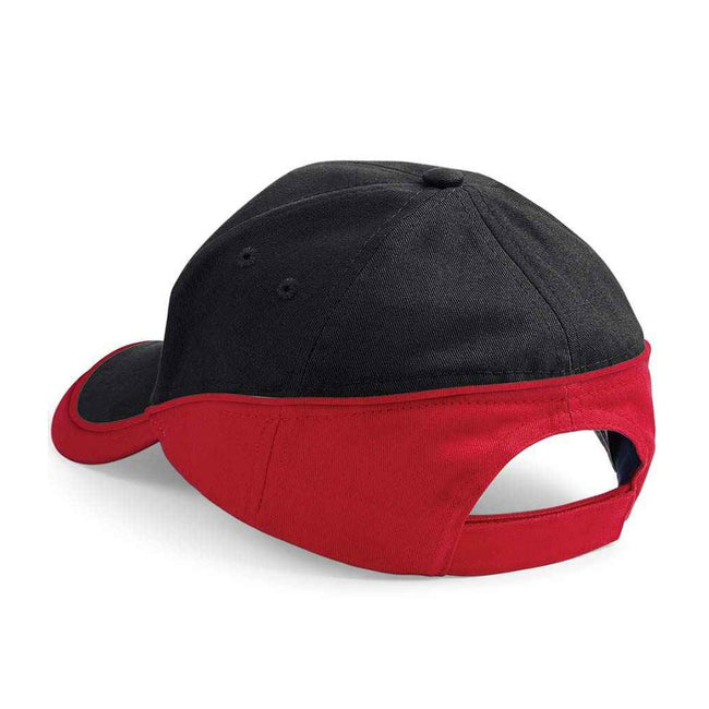 Black-Classic Red - Front - Beechfield Teamwear Competition Cap