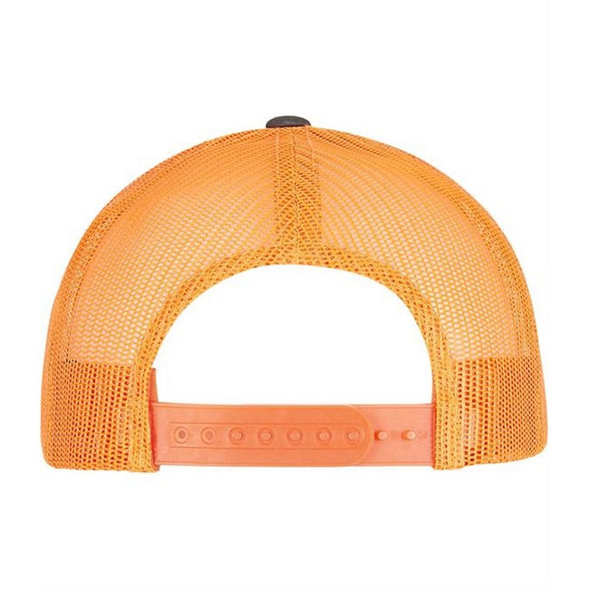 Charcoal Grey-Neon Orange - Back - Flexfit Unisex Adult Two Tone Trucker Cap
