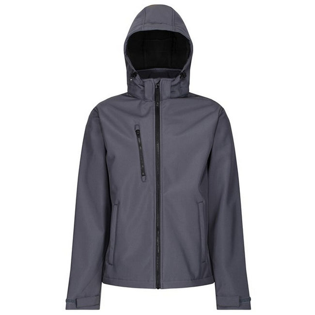 Seal Grey-Black - Front - Regatta Mens Venturer Hooded Soft Shell Jacket