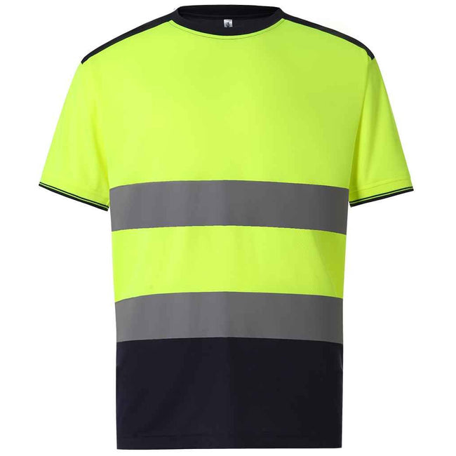 Yellow-Navy - Front - Yoko Mens Two Tone Hi-Vis T-Shirt