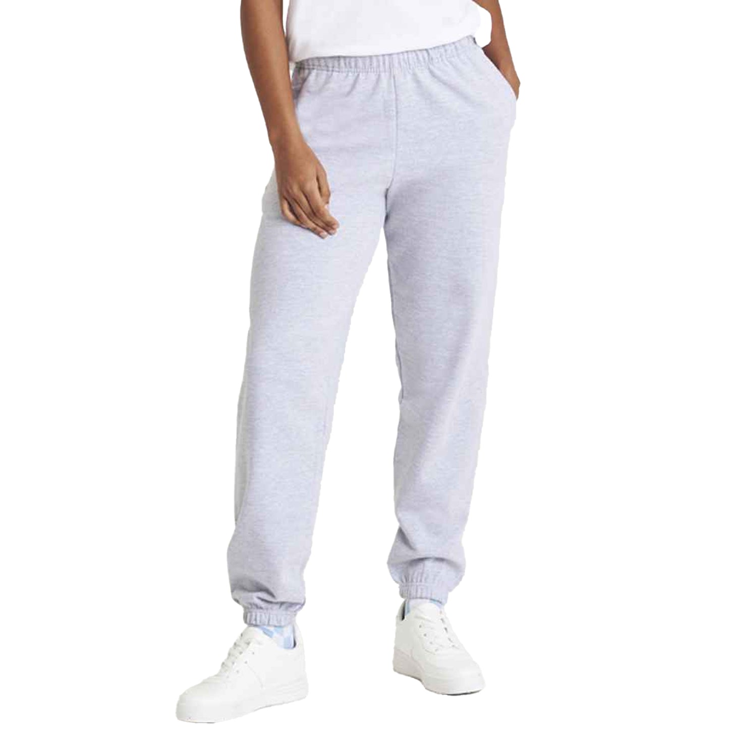 Heather Grey - Side - Awdis Mens College Cuffed Ankle Jogging Bottoms