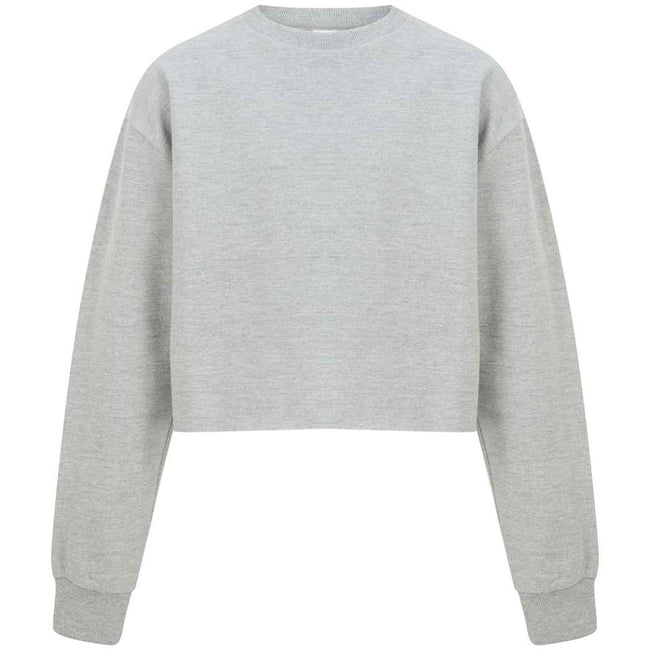 Heather Grey - Front - SF Minni Girls Crop Sweatshirt