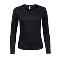 Black - Front - Tee Jays Womens-Ladies Interlock Long-Sleeved T-Shirt