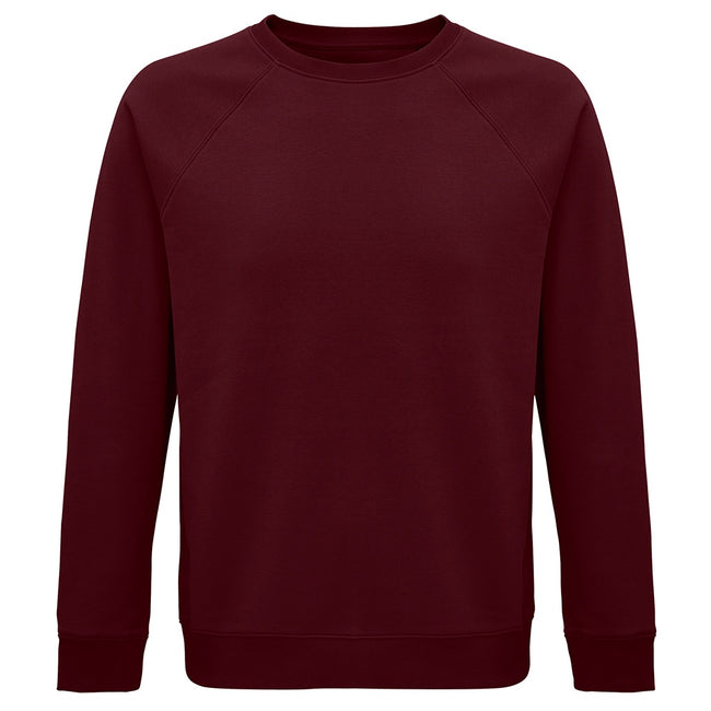 Burgundy - Front - SOLS Unisex Adult Space Organic Raglan Sweatshirt