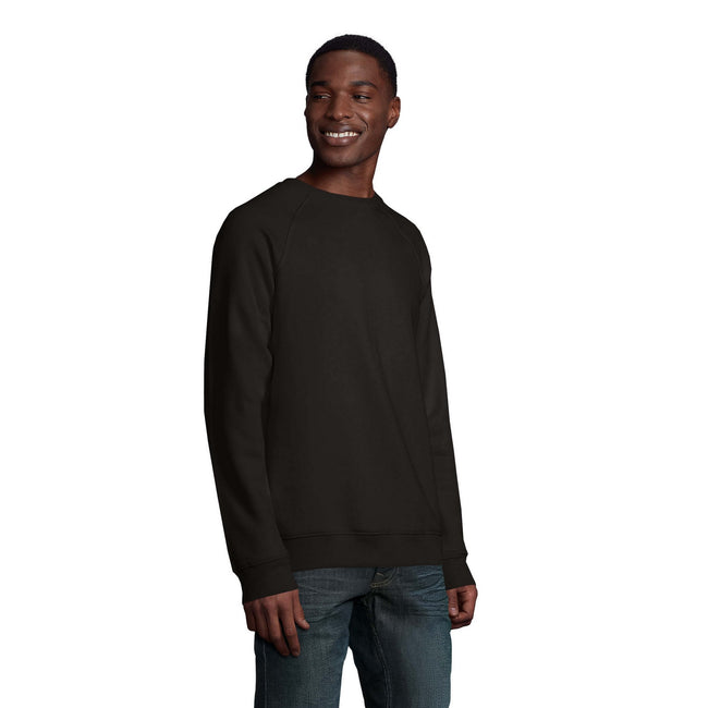 Black - Side - SOLS Unisex Adult Space Organic Raglan Sweatshirt