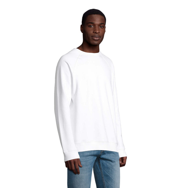 White - Side - SOLS Unisex Adult Space Organic Raglan Sweatshirt