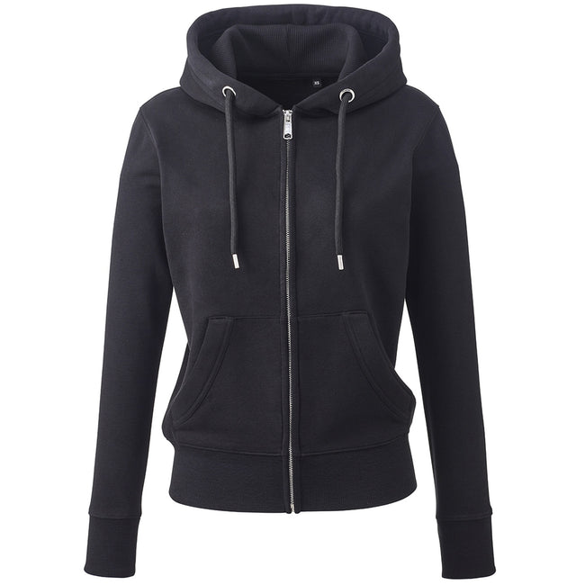 Black - Front - Anthem Womens-Ladies Organic Full Zip Hoodie