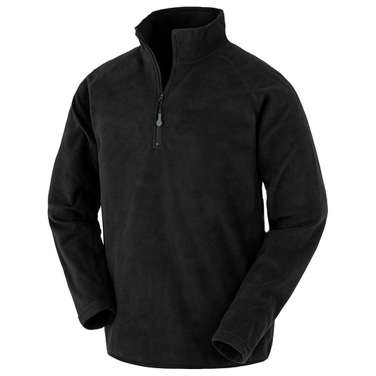 Black - Front - Result Genuine Recycled Mens Micro Zip Neck Fleece