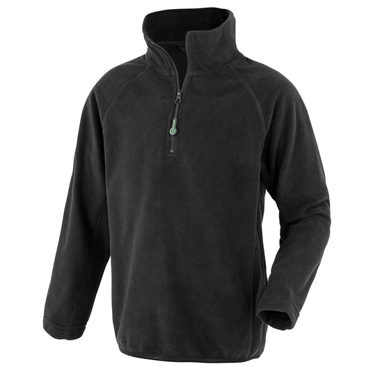 Black - Front - Result Genuine Recycled Childrens-Kids Micro Zip Neck Fleece