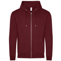 Burgundy - Front - Awdis Mens Organic Full Zip Hoodie
