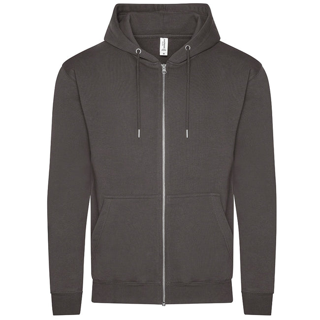Charcoal - Front - Awdis Mens Organic Full Zip Hoodie