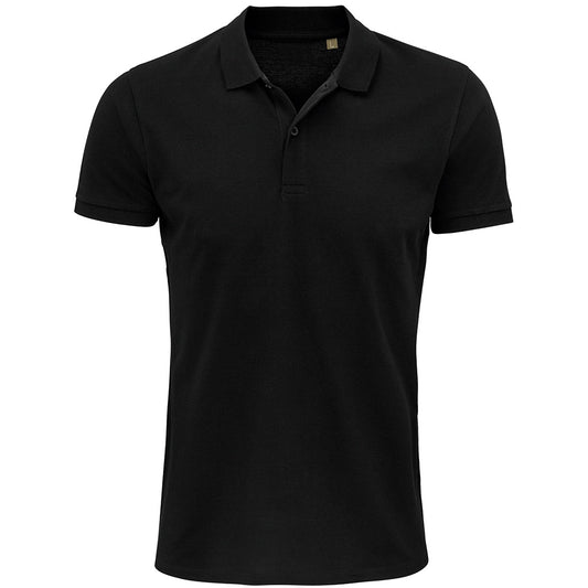 Black - Front - SOLS Mens Planet Pique Organic Polo Shirt