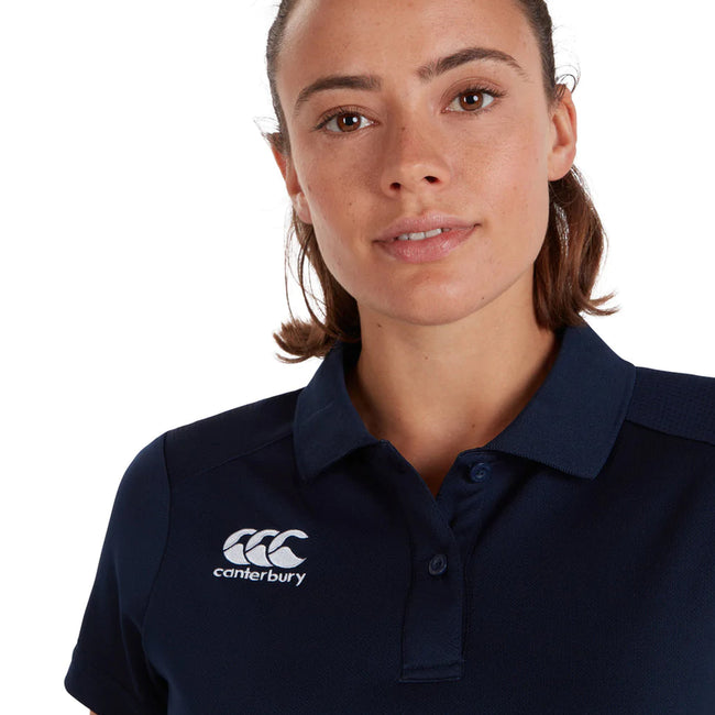 Navy - Side - Canterbury Womens-Ladies Club Dry Polo Shirt