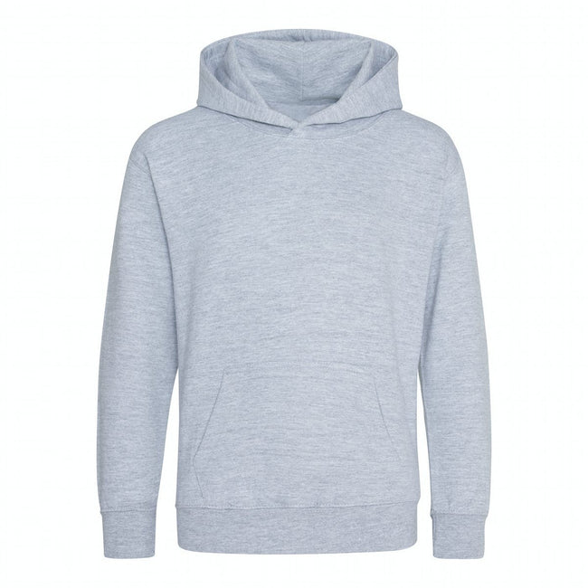 Grey Heather - Front - Awdis Childrens-Kids Heather Organic Hoodie