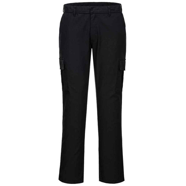 Black - Front - Portwest Mens Stretch Slim Cargo Trousers
