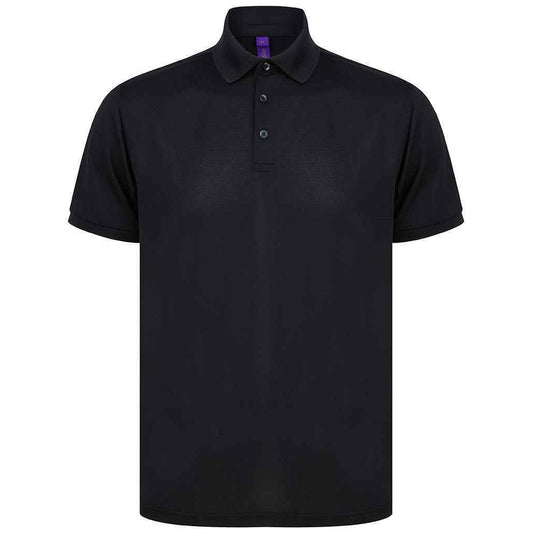 Black - Front - Henbury Mens Piqu Polo Shirt