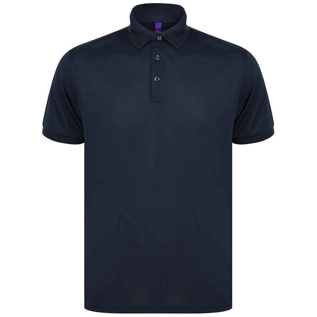 Navy - Front - Henbury Mens Piqu Polo Shirt