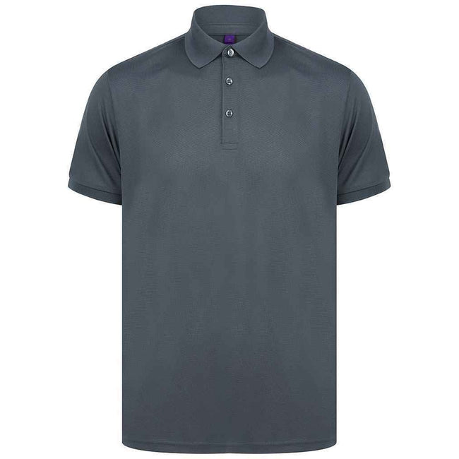Charcoal - Front - Henbury Mens Piqu Polo Shirt