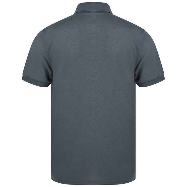 Charcoal - Back - Henbury Mens Piqu Polo Shirt