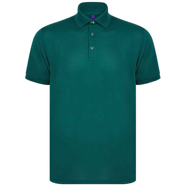 Bottle Green - Front - Henbury Mens Piqu Polo Shirt