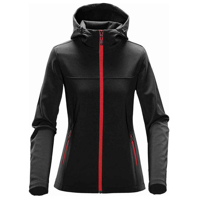 Black-Bright Red - Front - Stormtech Womens-Ladies Orbiter Hooded Soft Shell Jacket
